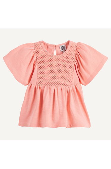 Blouse-Effect T-Shirt with MacramÃ© Yoke