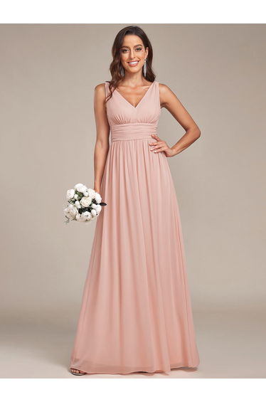 ever HUSH|Chiffon Empire Waist Sleeveless Pleated Bridesmaid Dress