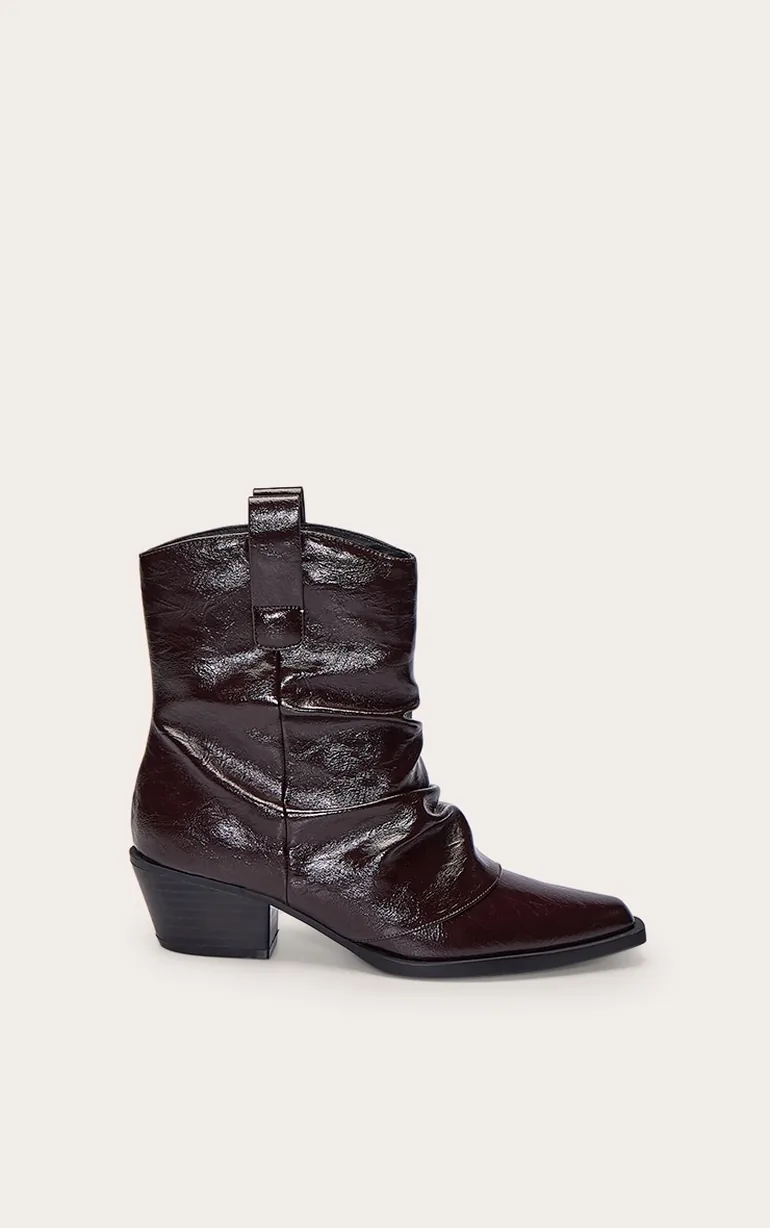 بوت مزموم بطول الكاحل - بني - 1