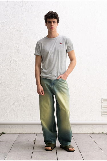 GIESTO Embroidered Striped Crew Neck T-Shirt