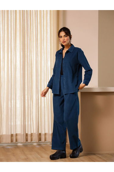 Corduroy Long Sleeve Shirt and Pyjama Pants Set