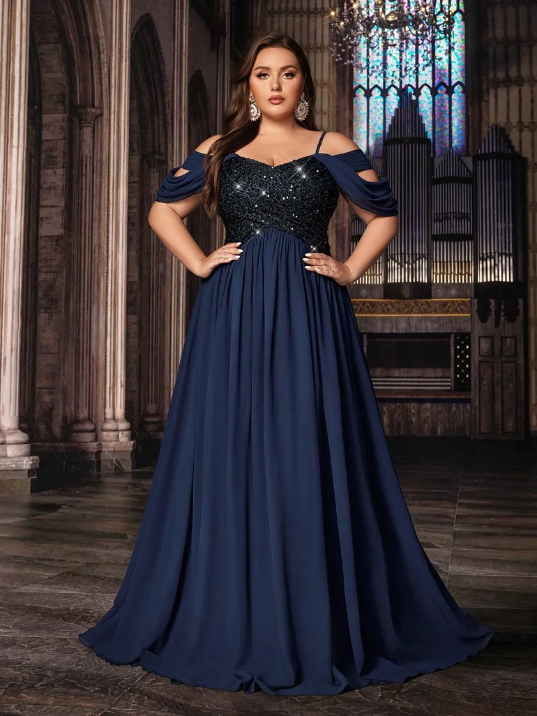 QOQ Navy One-Shoulder Plus Size Skater Dress QOQ Navy : Dresses :  VogaCloset Bahrain