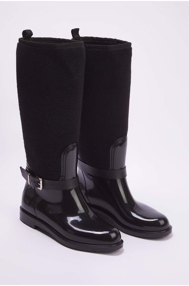 Black Flat-Heeled Women's Rain Boots