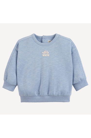 Crew Neck Sweatshirt with Press-Stud Back