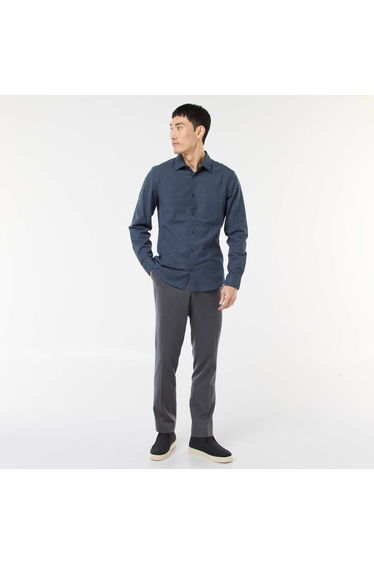 Slim-fit dobby shirt BLUE
