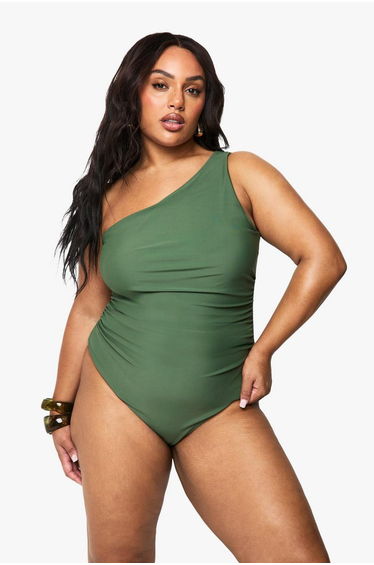 Plus Tummy Control One Shoulder Swimsuit