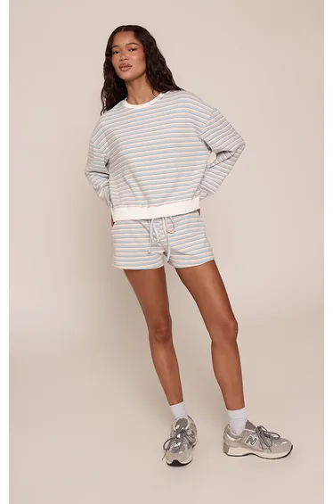 Light Blue Striped Super Soft Runner Shorts