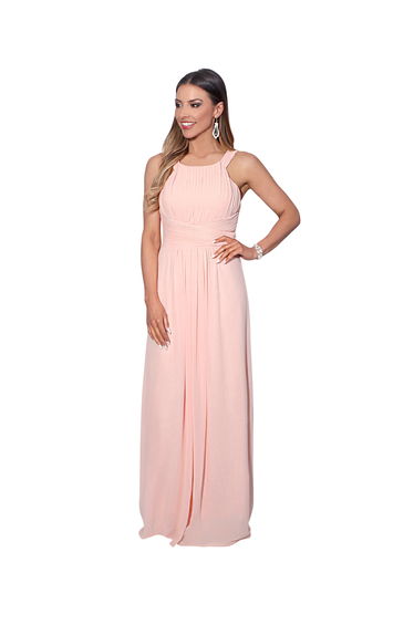 Pleated Front Chiffon Maxi Dress