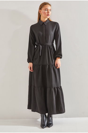 Women's Collar Buttoned Flared Dress
