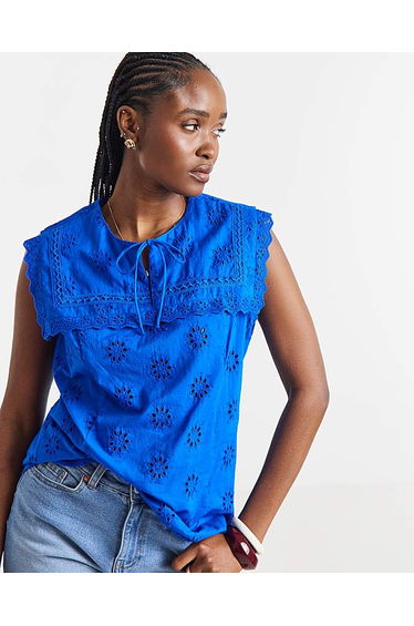 Sailor Collar Broderie Top