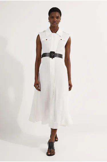 فستان ميدي جورجيت واقي من المطر بلا أكمام