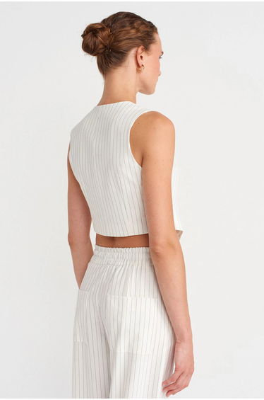 Dilvin Women’s Striped Crop Waistcoat With Belt product thumbnail 3