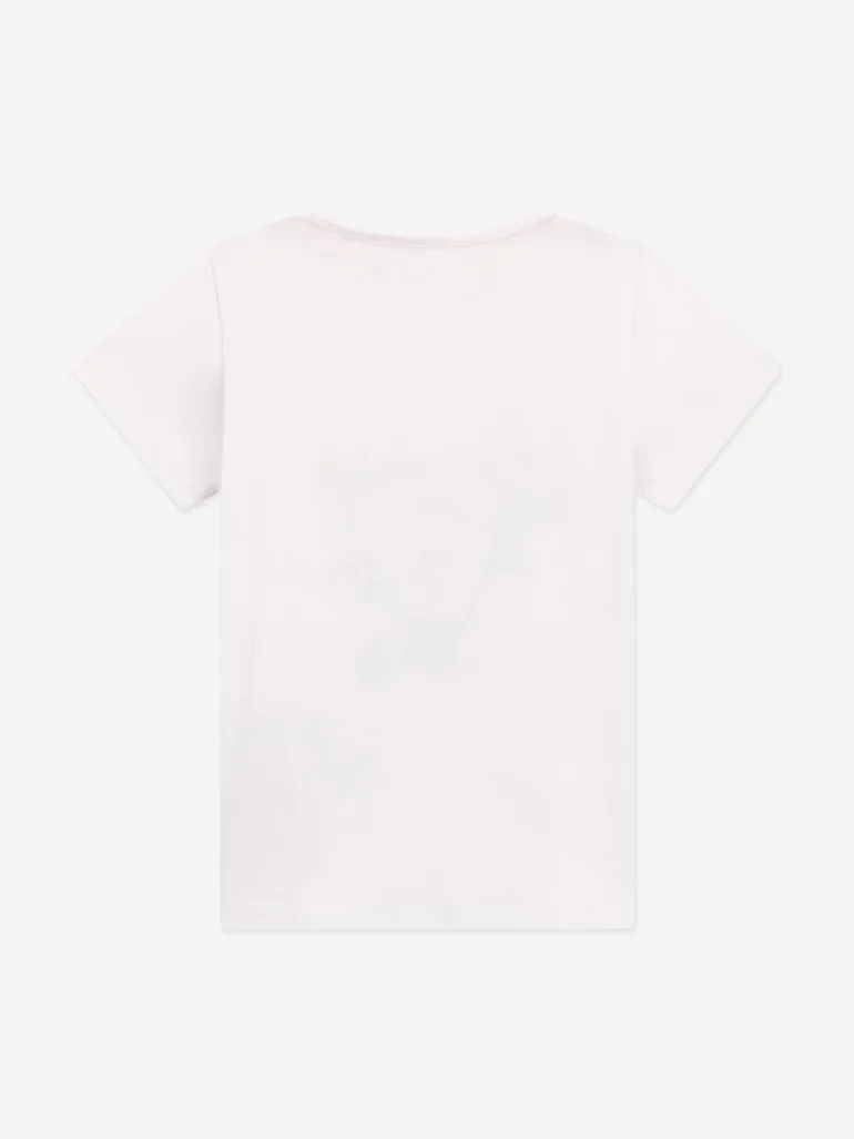 Guess Girls Tropical Logo T-Shirt in White - 1