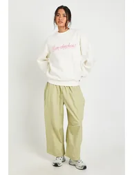 Late Checkout Embroidered Crew Neck Sweatshirt - ecru