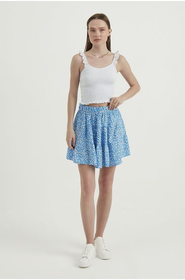 V Neck Smocked Cropped Top