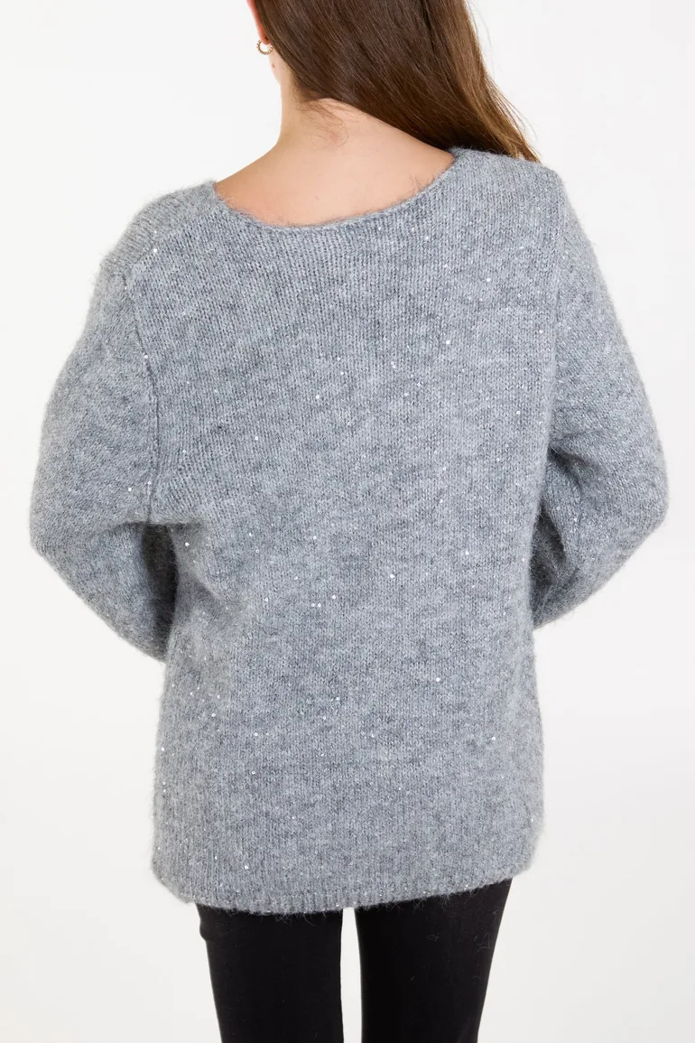 Fluffy Sequin Knit Jumper - 4