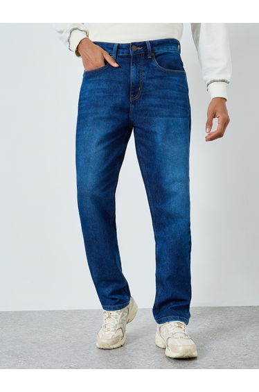 Men Blue Relaxed Fit Acid wash Jeans