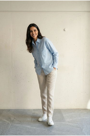 MY FASHION Long Cotton Textured Shirt