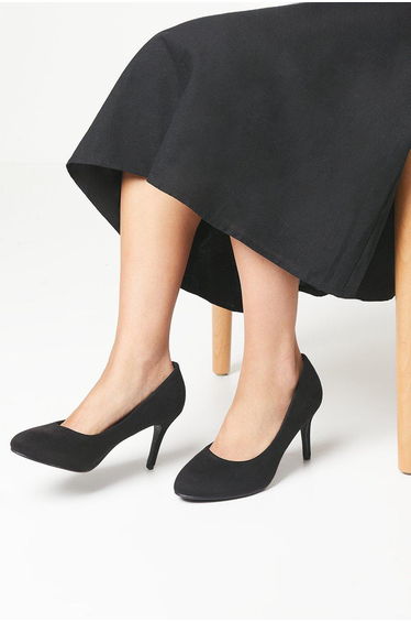 Wide Fit Elsa Almond Toe Stiletto Heel Court Shoes