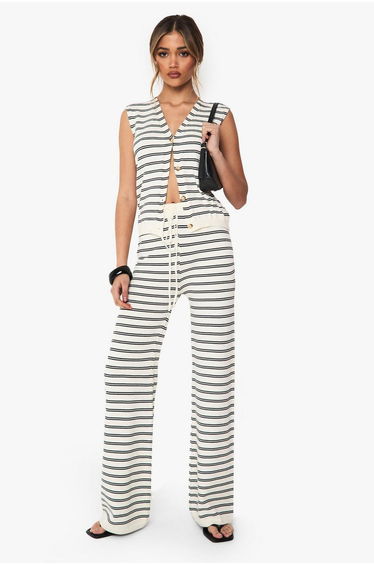 Knitted Super Soft Stripe Waistcoat