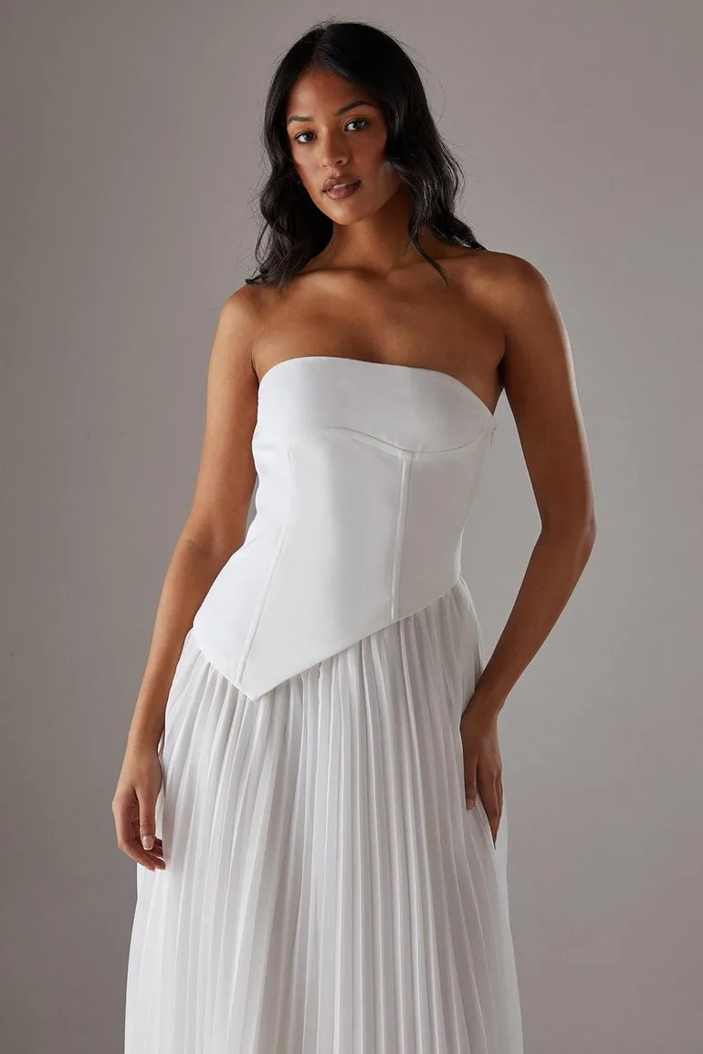open lace back dress Wholesale Pleated Bandeau Bodice Chiffon Tiered Midi Dress  City Goddess