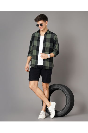 Checked Print Slim Fit Long Sleeve Shirt