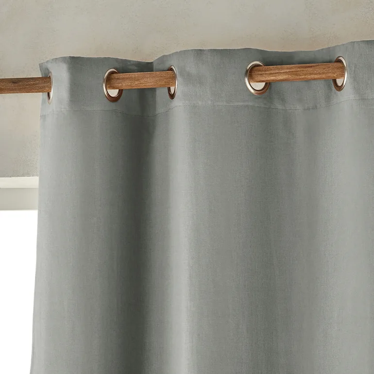 Private Washed Linen Curtain with Eyelet Header - 2