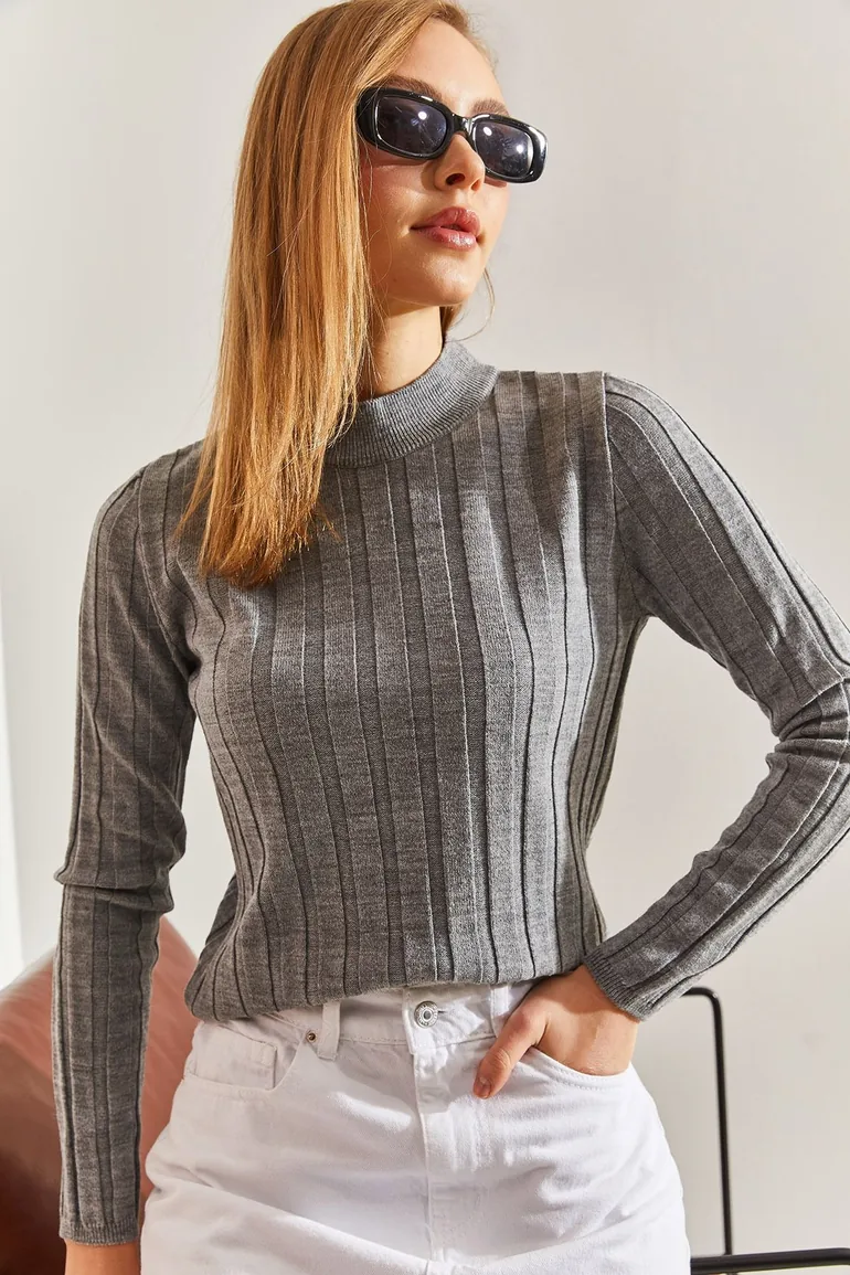 Women's Turtleneck Ribbed Knitwear Sweater