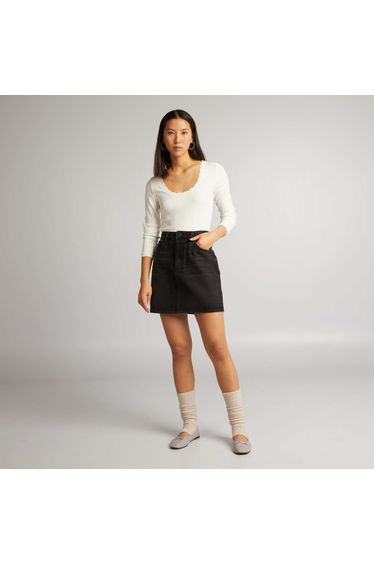 Short denim skirt BLACK