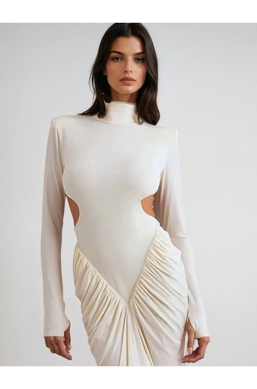 Gwydion High Neck Ruched Maxi Dress