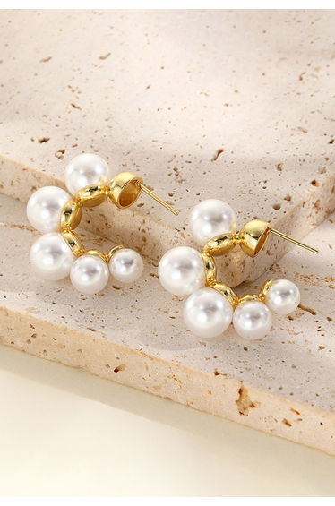 Elegant Pearl Golden Hoop Earrings
