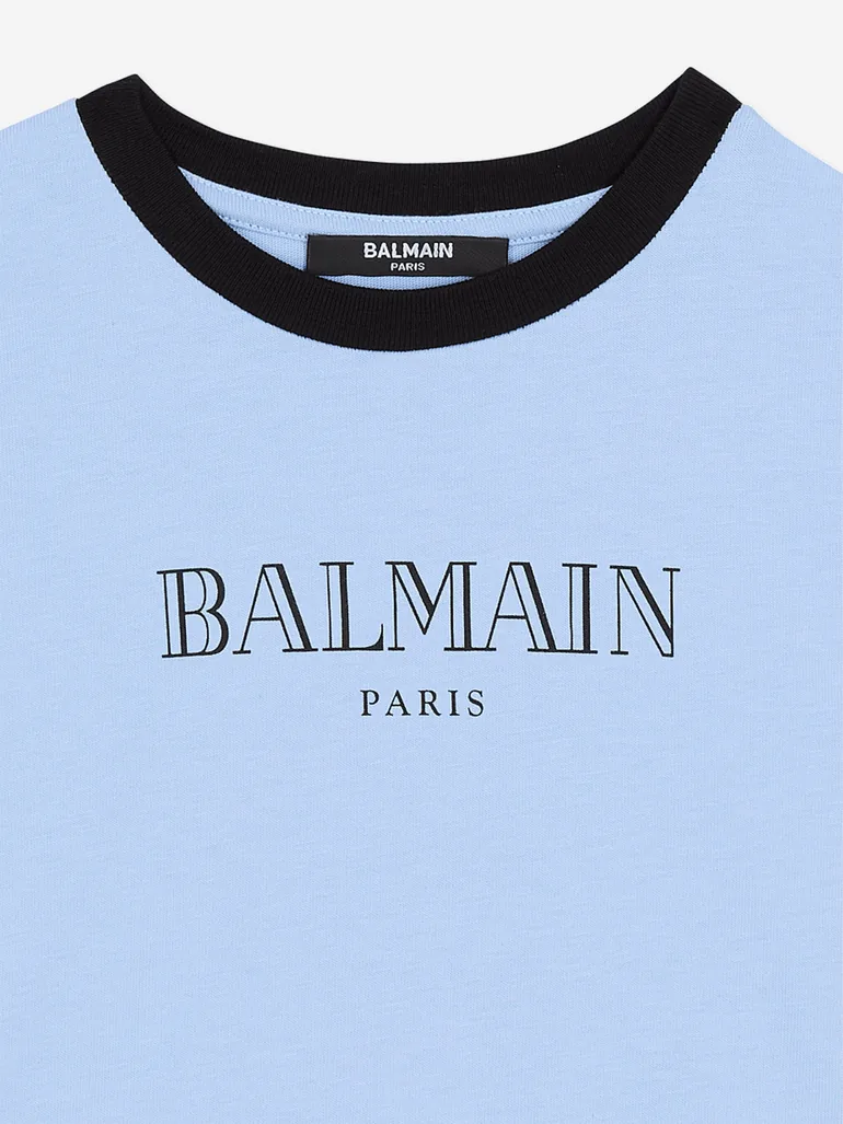 Balmain Boys Logo T-Shirt in Blue - 2