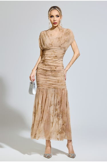 Eivor Apricot Bodycon Maxi Dress