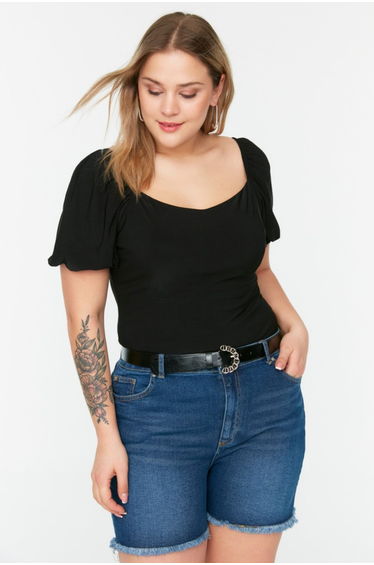 Plus Size Blouse - Black - Regular fit