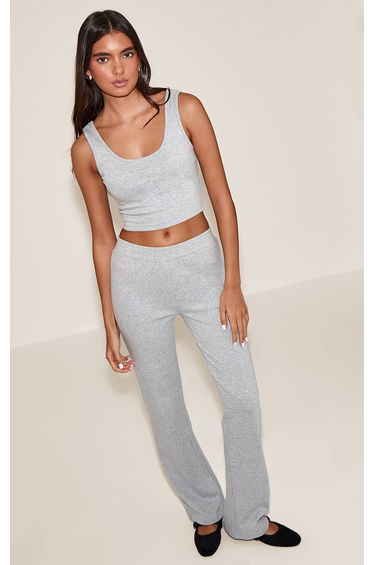 Ash Grey Scooped Neck Crop Top