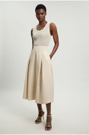 Viscose Blend Tailored Full Skirt