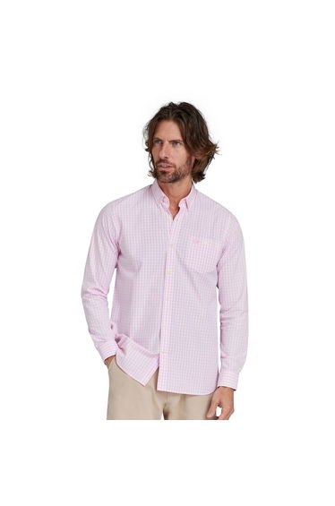 Raging Bull Mens Gingham Classic Long-Sleeved Shirt - Pink