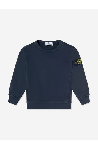 Stone Island Boys Cotton Fleece Sweatshirt in Navy
