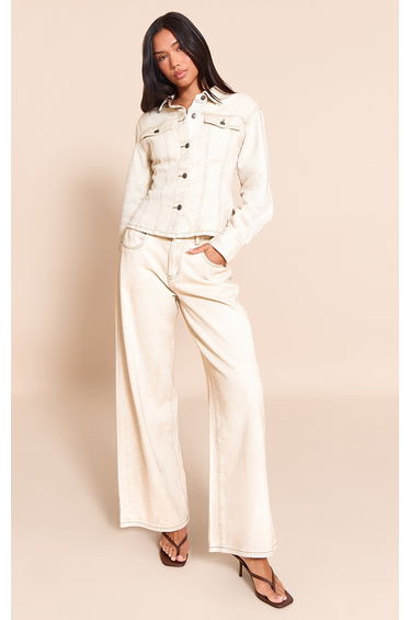 Washed Stone Mid Waist Wide Leg Jeans