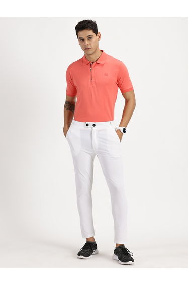 Men Coral Quarter Zip Polo with Press Button