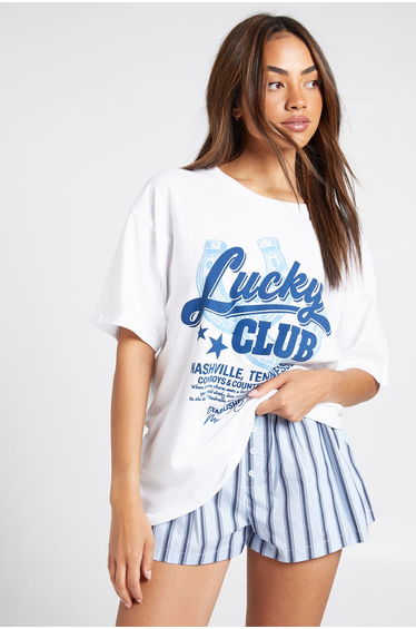 Lucky Club Western Printed T-Shirt - white