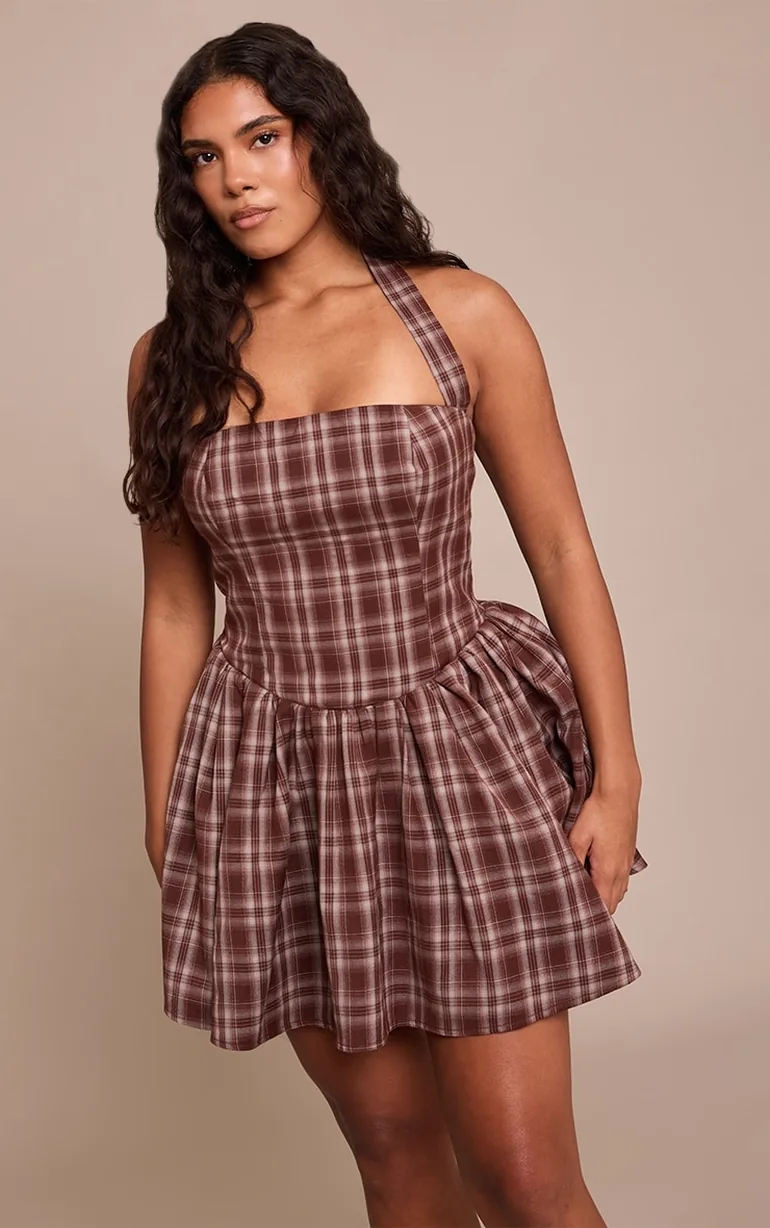plt skater dress White Boucle Pleated Skater Dress