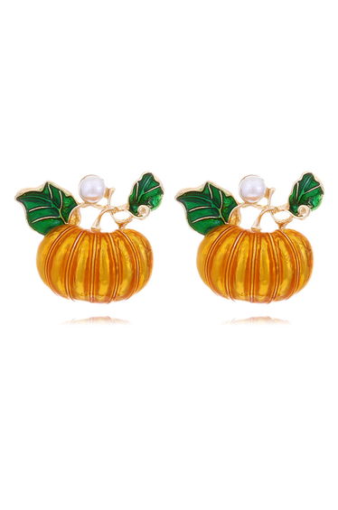 3D Pumpkin Pearl Oil Spilling Earrings for Halloween Parties & Harvest Festivals