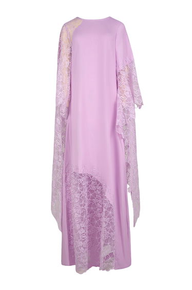 Lace Splicing Round Neck Maxi Dress