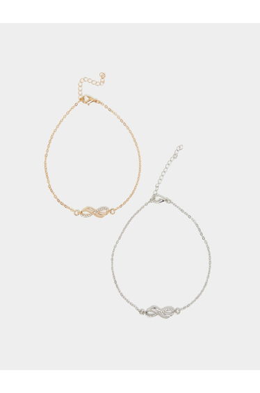 Set of 2 - Embellished Bow Accent Anklet