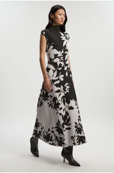 Jacquard Floral Knitted Maxi Dress