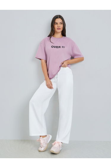 White Wide Leg Trousers with Drawstring