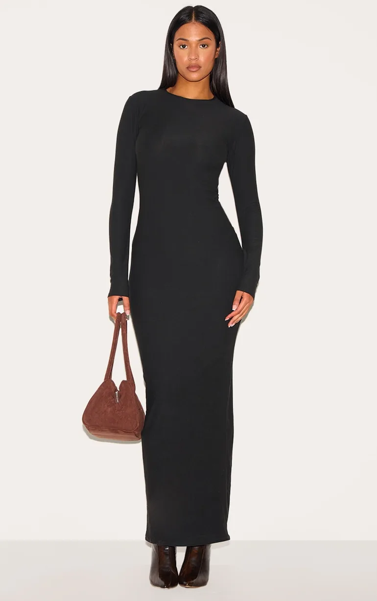 Tall Black Soft Touch Long Sleeve Maxi Dress Prettylittlething Black :  Dresses : VogaCloset Oman
