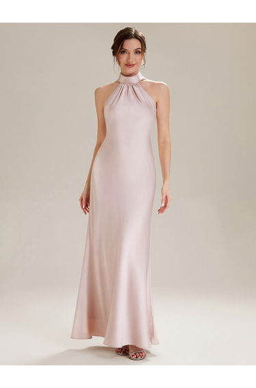 Flowing Ribbons Satin Sleeveless Bridesmaid Dress