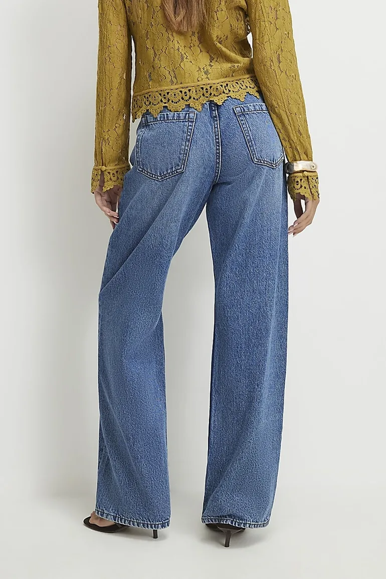 Blue Relaxed Straight Leg Jeans - 3